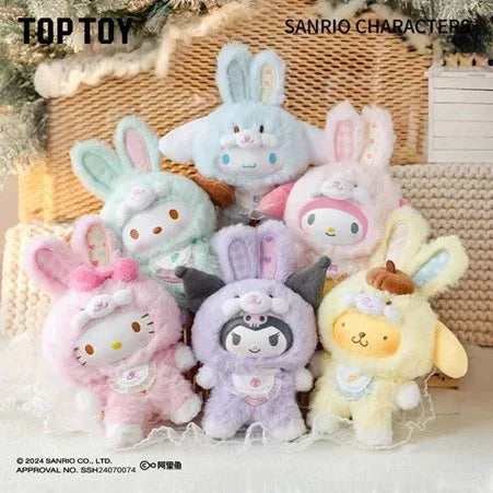 Elf Bunny Baby Series Plush Keychain Mystery Box Sanrio Characters All Set (6 pcs) ACG Go Anime www.acg-go.com Cinnamoroll, Hello Kitty, Kuromi, My Melody, Mystery Box, Plush, Pochacco, Pompom Purin
