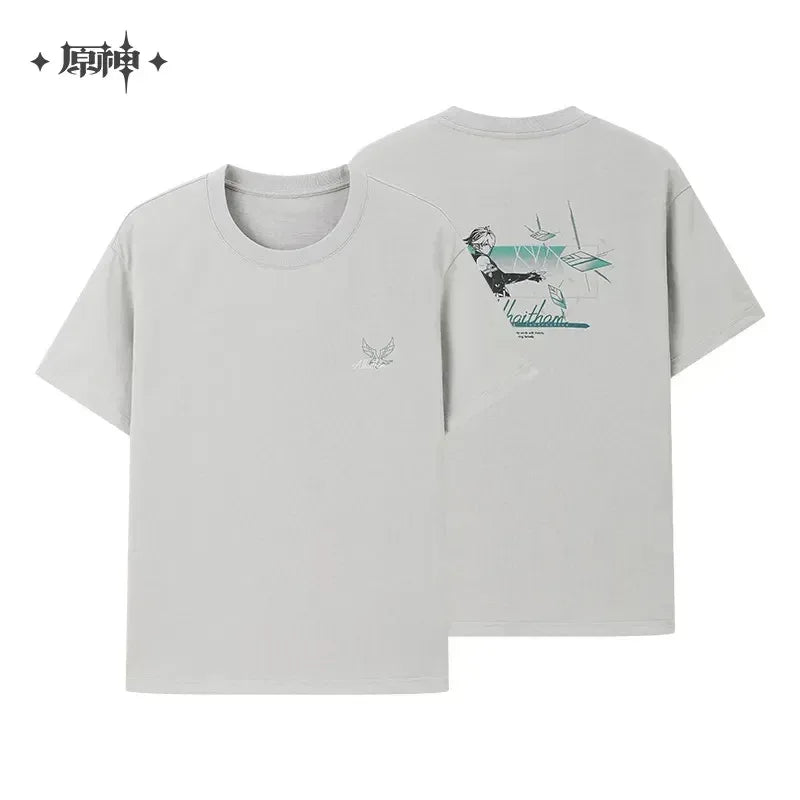 Genshin Impact Alhaitham Impression Theme Series T-shirt Light Gray / XS ACG Go Anime www.acg-go.com Alhaitham, Apparel, T-shirt