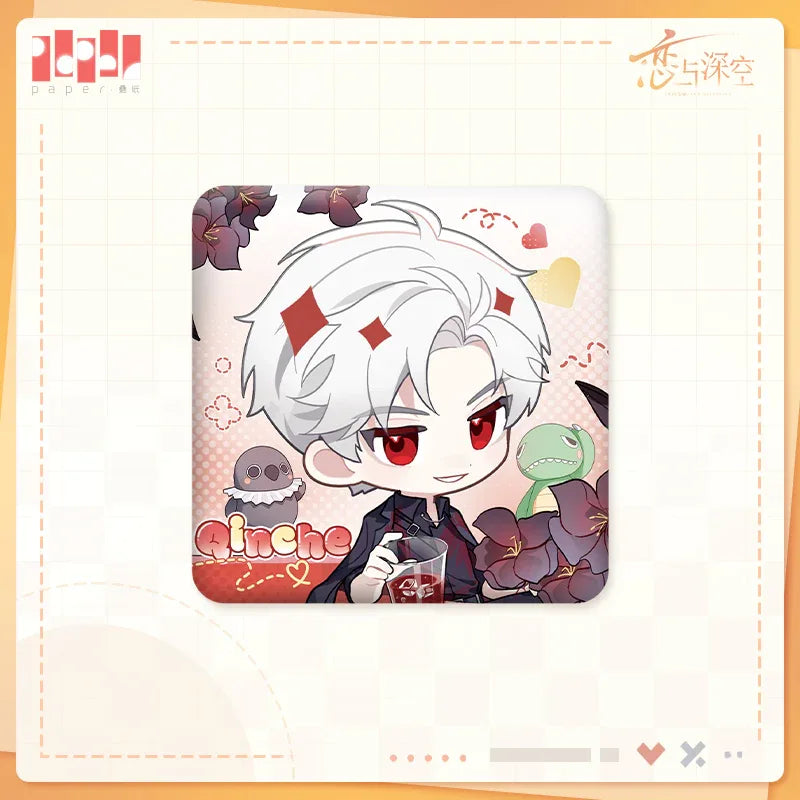 Liankong Chibi Report Series Tinplate Badge Love and Deepspace Sylus ACG Go Anime www.acg-go.com Badge, Love and Deepspace, Rafayel, Sylus, Xavier, Zayne