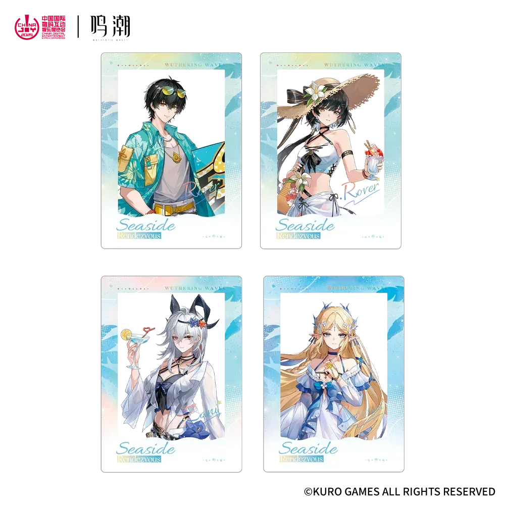 Wuthering Waves Seaside Rendezvous Series Merch Acrylic Card / Female Rover ACG Go Anime www.acg-go.com Art Decor, Badge, Cartethyia, Rover, Shikishi, Stand, Wuthering Waves, Zani