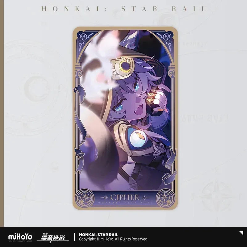 Honkai: Star Rail Amphoreus' Saga of Heroes Series Laser Cardboard Cipher ACG Go Anime www.acg-go.com Aglaea, Anaxa, Card, Castorice, Cipher, Hyacine, Mydei, Phainon, Tribbie