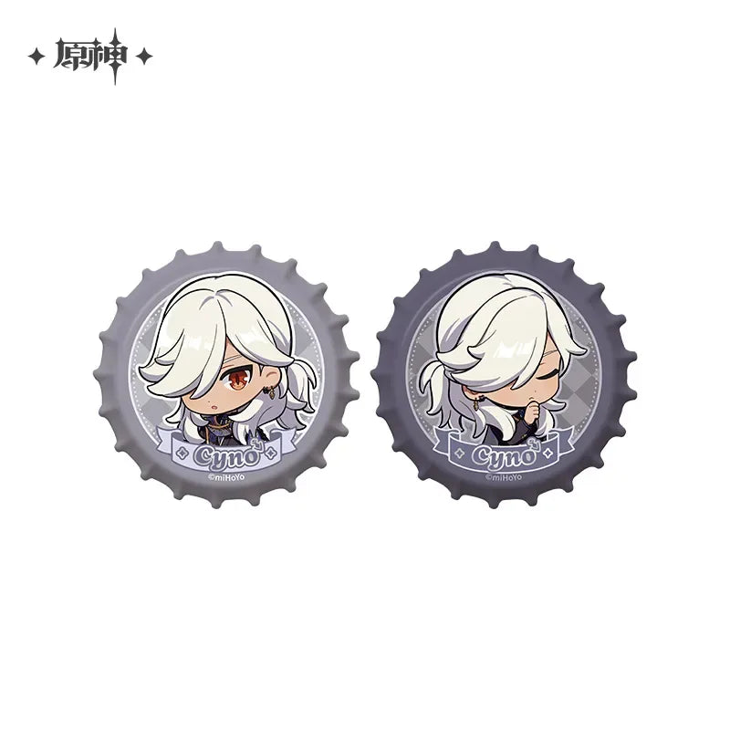 Resplendent Feast Series Cyno Merch Genshin Impact Chibi Bottle Cap Magnetic Badge Set ACG Go Anime www.acg-go.com Apparel, Badge, Cyno, Office Supply, Ornament, Stand