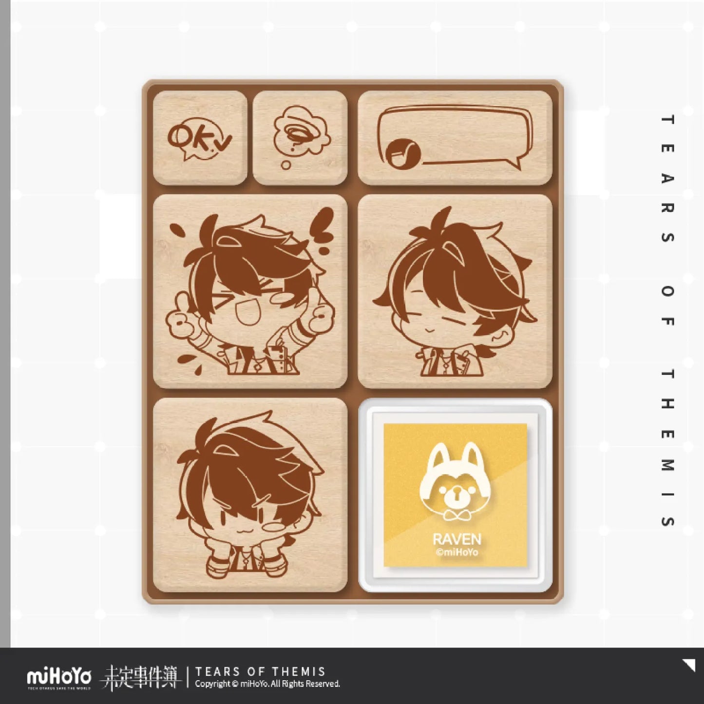 Tears of Themis Xin Yu Series Chibi Wooden Seal & Stamp Pad Set