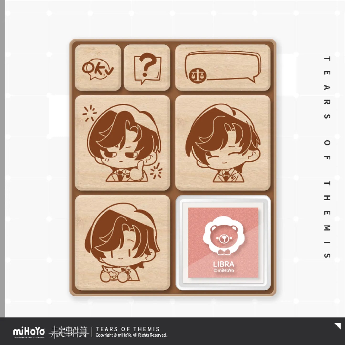 Tears of Themis Xin Yu Series Chibi Wooden Seal & Stamp Pad Set