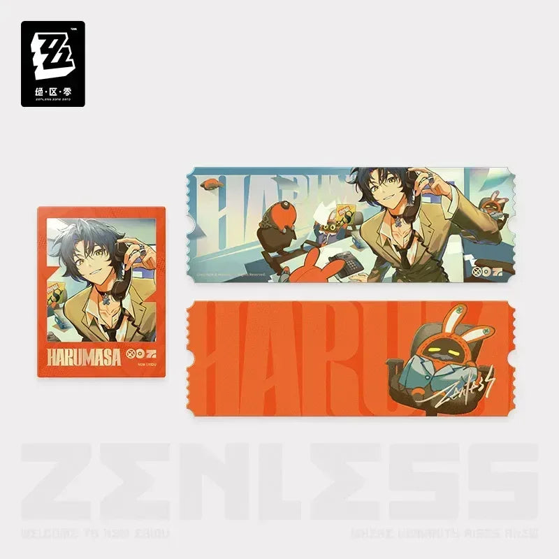 Zenless Zone Zero FM Video Series Asaba Harumasa Merch Laser Tickets Set ACG Go Anime www.acg-go.com Art Decor, Asaba Harumasa, Badge, Polaroid, Ticket