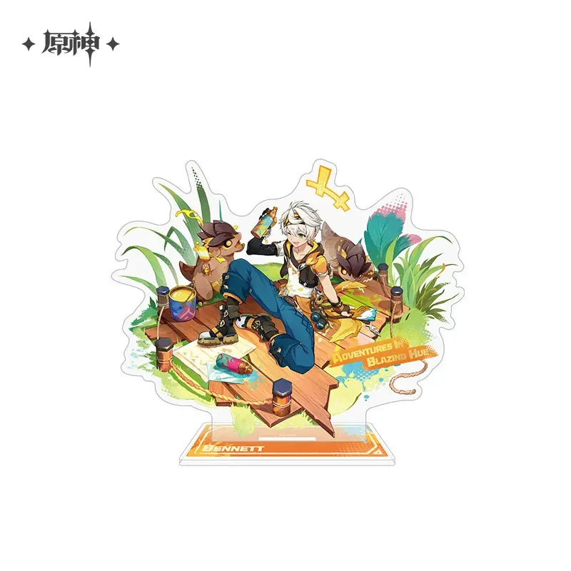 Teyvat Style Series Merch Genshin Impact Standee: Bennett - Blazing Journey ACG Go Anime www.acg-go.com Badge, Character Artwork, Diluc, Fischl, Ganyu, Kaeya, Kamisato Ayaka, Keqing, Kirara, Klee, Lisa, Nilou, Ningguang, Shenhe, Stand, Xingqiu
