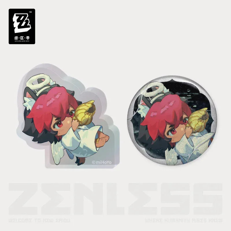 Zenless Zone Zero Concerto Channel Series Dying Surge Merch Mini Badge & Stand Set - Manato ACG Go Anime www.acg-go.com Alice Thymefield, Art Decor, Badge, Belle, Komano Manato, Mouse Pad, Postcard, Stand, Ukinami Yuzuha, Zenless Zone Zero