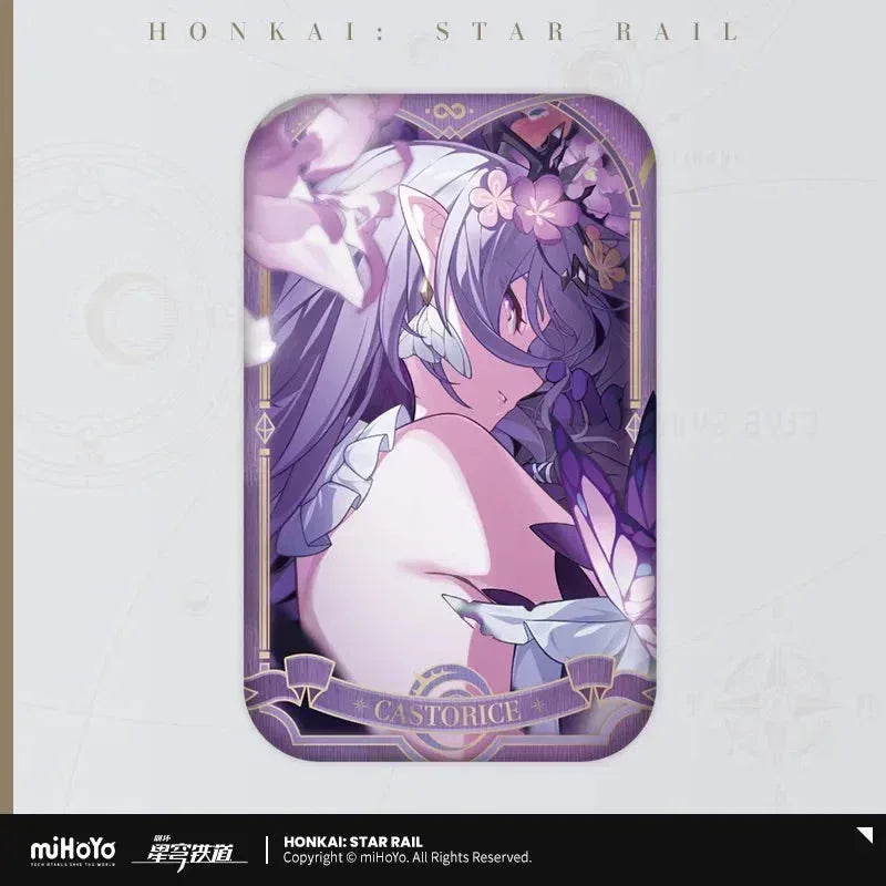 Honkai: Star Rail Amphoreus' Saga of Heroes Series Tinplate Badge Castorice ACG Go Anime www.acg-go.com Aglaea, Anaxa, Badge, Castorice, Cipher, Hyacine, Mydei, Phainon, Tribbie