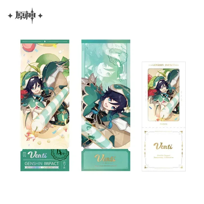 Genshin Impact Anniversary Celebration Series Character Commemorative Ticket Set 4th Anniversary Venti Ver. ACG Go Anime www.acg-go.com Art Decor, Furina, Mavuika, Nahida, Raiden Shogun, Ticket, Venti, Zhongli