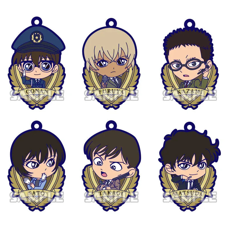 Police Ver. Rubber Keychain Gashapon Case Closed Random one ACG Go Anime www.acg-go.com Gashapon