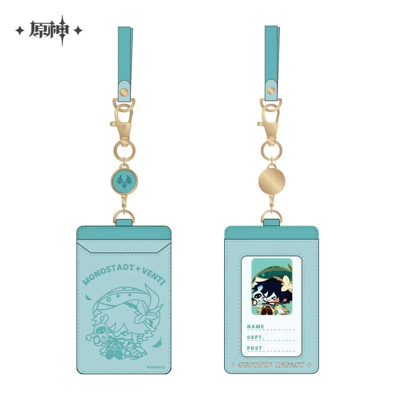 Genshin Impact Chibi Character Series PU Card Holder Lanyard Venti ACG Go Anime www.acg-go.com Card Package, Character Artwork, Fischl, Klee, Office Supply, Tartaglia, Thoma, Venti, Xiangling, Xiao, Zhongli
