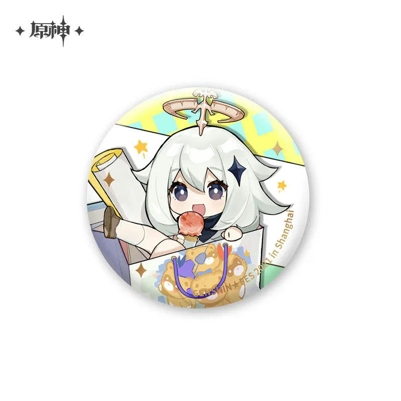 Chibi 1st Anniversary Series Badge Genshin Impact Paimon ACG Go Anime www.acg-go.com Aether, Badge, Lumine, Paimon