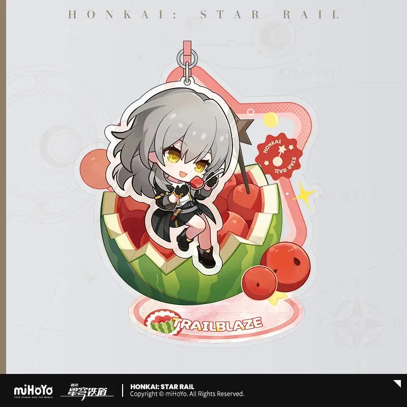 Honkai: Star Rail Fruity Summer Series Chibi Acrylic Keychain & Ornament Trailblazer Stelle (Female) ACG Go Anime www.acg-go.com Caelus, Castorice, Honkai: Star Rail, Keycahin, Mydei, Ornament, Stelle, Trailblazer