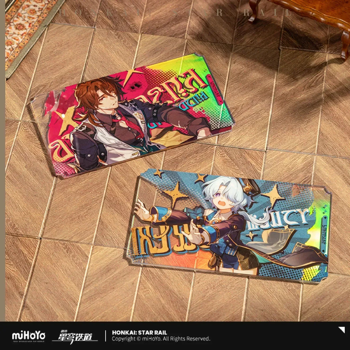 Honkai: Star Rail Event Invitation Series Acrylic Collection Set A Set ACG Go Anime www.acg-go.com Acheron, Aventurine, Black Swan, Gallagher, Misha, Sparkle