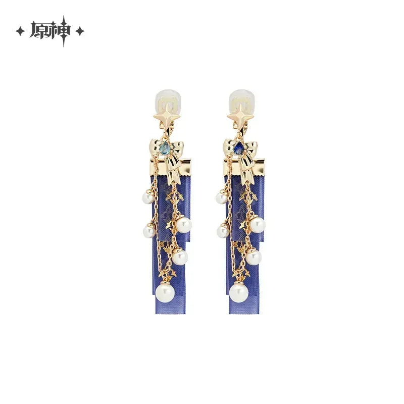Genshin Impact Furina Theme Impression Series Earrings Ribbon Pearl Ear Clip ACG Go Anime www.acg-go.com Apparel, Earring, Furina