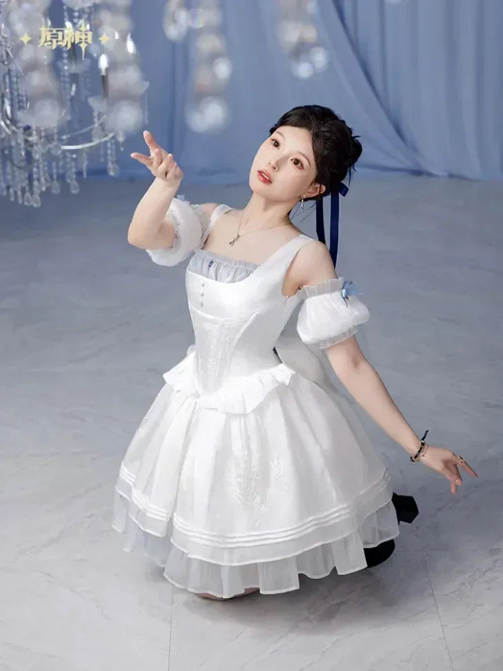 Genshin Impact Furina Theme Impression Series Fish Bone Dress White / XS ACG Go Anime www.acg-go.com Apparel, Dress, Furina