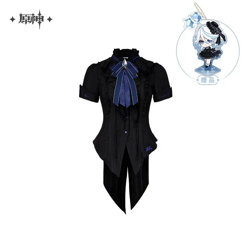 Genshin Impact Furina Theme Impression Series Short Sleeved Waist Slimming Shirt Black / XS ACG Go Anime www.acg-go.com Apparel, Furina, Shirt