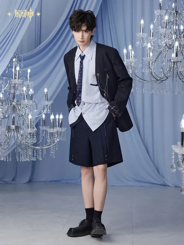 Genshin Impact Furina Theme Impression Series Striped Casual Shirt XXL ACG Go Anime www.acg-go.com Apparel, Furina, Shirt