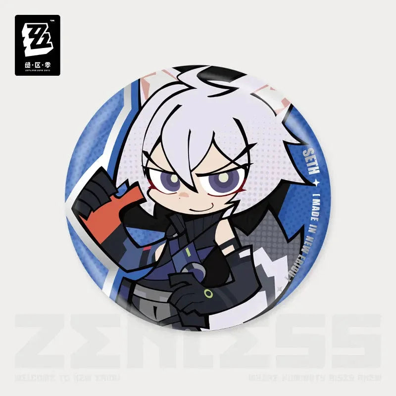 New Eridu Series Criminal Investigation Special Response Team Chibi Tinplate Badge Zenless Zone Zero Seth Lowell ACG Go Anime www.acg-go.com Badge, Qingyi, Seth Lowell, Zhu Yuan