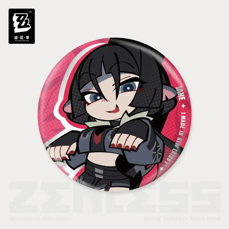 New Eridu Series Unknown Chibi Tinplate Badge Zenless Zone Zero Jane Doe ACG Go Anime www.acg-go.com Badge, Jane Doe