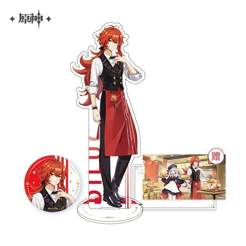 Genshin Impact Outland Gastronomy Series Merch Standee / Diluc ACG Go Anime www.acg-go.com Badge, Character Artwork, Diluc, Noelle, Stand