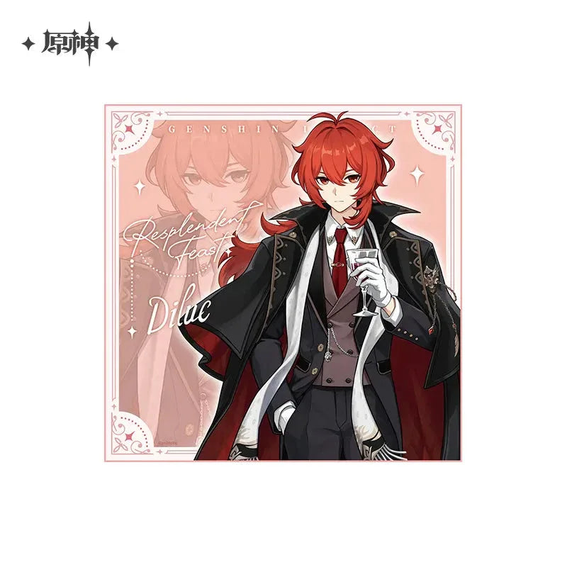 Resplendent Feast Series Diluc Merch Genshin Impact Multi-Functional Storage Cloth ACG Go Anime www.acg-go.com Apparel, Badge, Diluc, Office Supply, Ornament, Pendant & Keychain, Stand