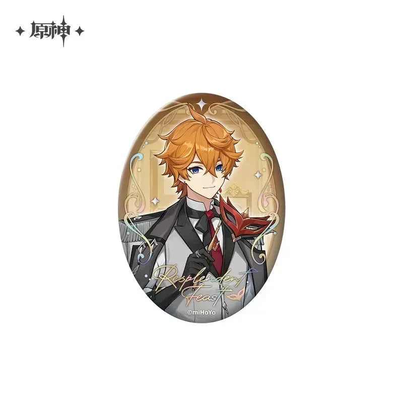 Genshin Imapct Resplendent Feast Series Tartaglia Merch Embossed Reflective Badge ACG Go Anime www.acg-go.com Apparel, Badge, Office Supply, Ornament, Stand, Tartaglia