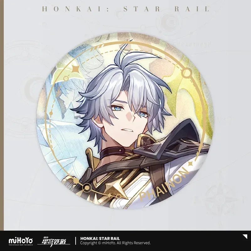 Honkai: Star Rail The Destruction Character Warp Artwork Tinplate Badge Phainon ACG Go Anime www.acg-go.com Arlan, Badge, Blade, Caelus, Clara, Dan Heng ⢠Imbibitor Lunae, Firefly, Hook, Jingliu, Misha, Mydei, Phainon, Sam, Stelle, Trailblazer, Xueyi, Yunli