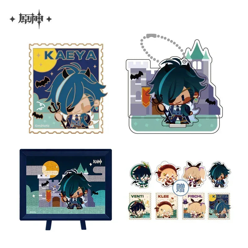 Genshin Impact Trick or Treat Theme Party Series Merch Sticker Set / Kaeya ACG Go Anime www.acg-go.com Art Decor, Badge, Fischl, Kaeya, Klee, Puzzle, Stand, Theme Artwork, Venti