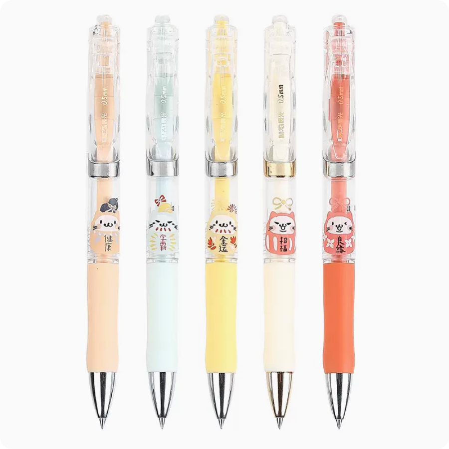 M&G Lucky Neko Retractable Gel Pen Set 0.5mm