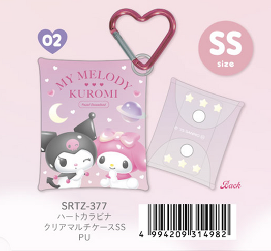 My Melody & Kuromi Pastel Dreamland Series Heart Carabiner Clear Multi Case