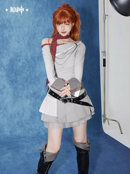 Genshin Impact Tartaglia Theme Impression Series Pleated Mini Skirt