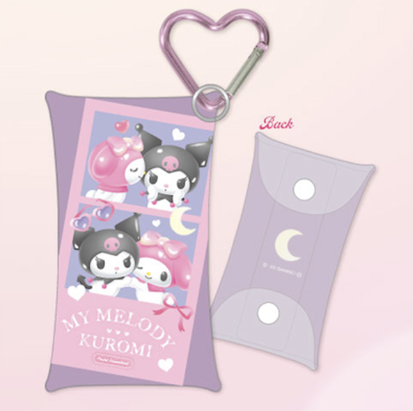 My Melody & Kuromi Pastel Dreamland Series Heart Carabiner Clear Multi Case