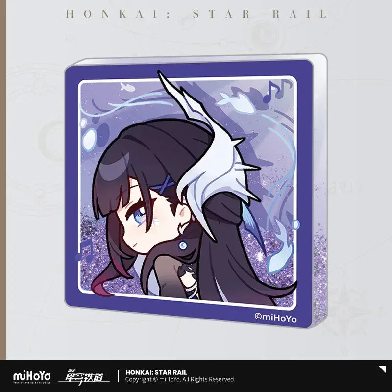 Honkai: Star Rail Pom-Pom Exhibition Series Acrylic Glitter Quicksand Refrigerator Magnets Hysilens ACG Go Anime www.acg-go.com Acheron, Aglaea, Anaxa, Argenti, Art Decor, Aventurine, Blade, Boothill, Cerydra, Cipher, Dan Heng • Imbibitor Lunae, Dr. Ratio, Feixiao, Firefly, Fugue, Hyacine, Hysilens, Jiaoqiu, Jing Yuan, Jingliu, Kafka, Moze, Mydei, Phainon, Pom-Pom, Robin, Sparkle, Sunday, Tribbie