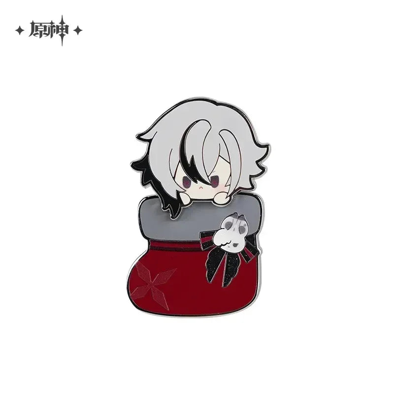 Genshin Impact House of the Hearth Winter Series Metal Badge Arlecchino ACG Go Anime www.acg-go.com Arlecchino, Badge, Freminet, Lynette, Lyney, Tartaglia