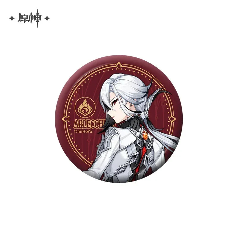 Genshin Impact Fatui Character Badge Arlecchino ACG Go Anime www.acg-go.com Arlecchino, Badge, Character Artwork, Freminet, Lynette, Lyney, Tartaglia