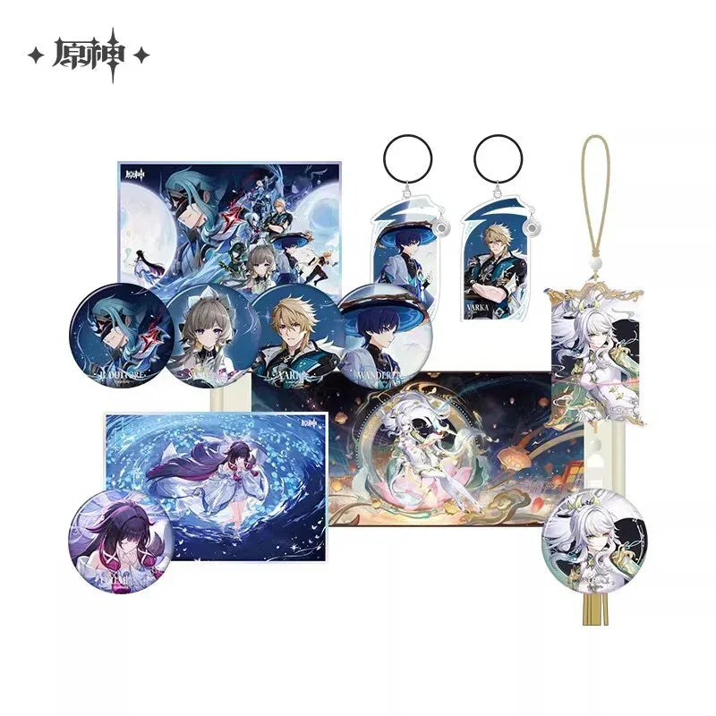 Genshin Impact A Traveler on Winter's Night Series Merch Badge Il Dottore ACG Go Anime www.acg-go.com Art Decor, Badge, Columbina, Genshin Impact, Il Dottore, Pendant & Keychain, Sandrone, Varka, Wanderer, Zibai