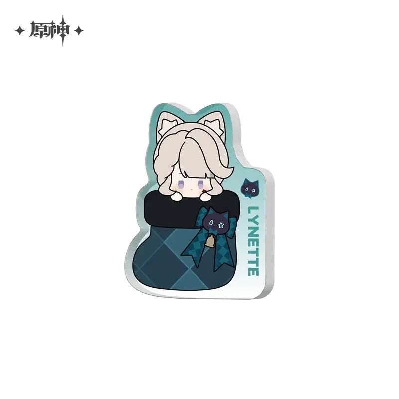 House of the Hearth Winter Series Thick Acrylic Mini Ornaments Genshin Impact (Not For Sale) Lynette ACG Go Anime www.acg-go.com Arlecchino, Freebie, Freminet, Lynette, Lyney, Ornament, Tartaglia