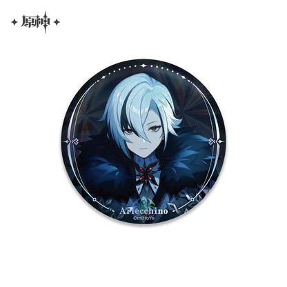 Genshin Impact A Winter Night's Lazzo Series Merch Badge - Arlecchino ACG Go Anime www.acg-go.com Arlecchino, Art Decor, Badge, Columbina, Il Capitano, Il Dottore, Pantalone, Pierro, Pulcinella, Sandrone, Tartaglia
