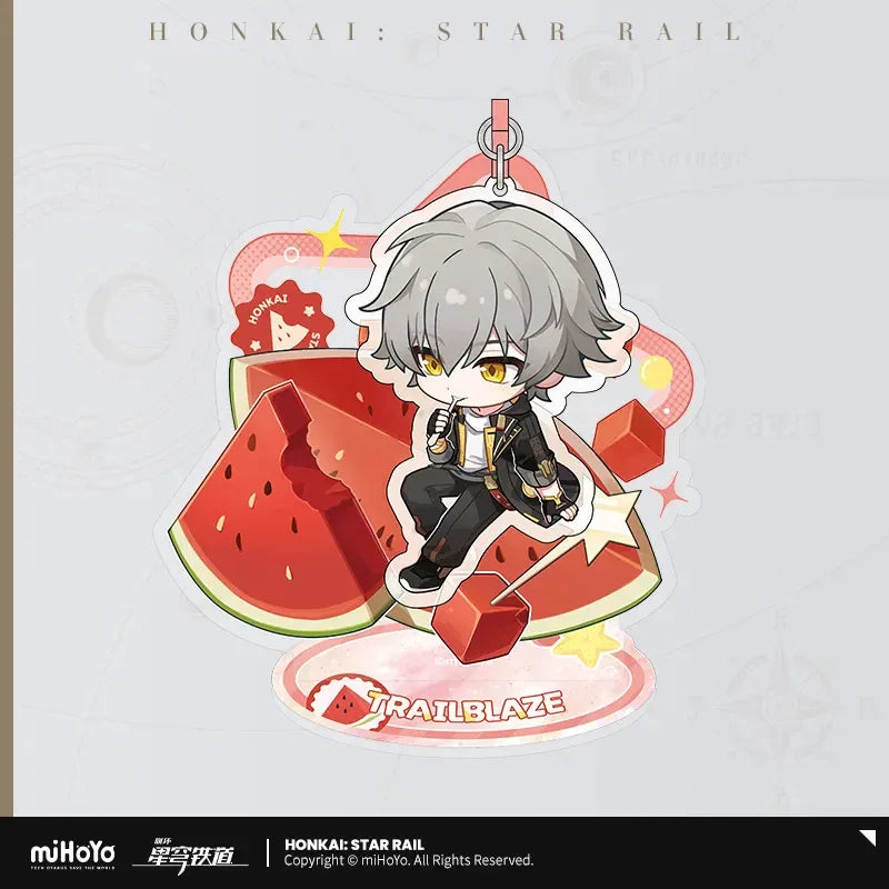 Honkai: Star Rail Fruity Summer Series Chibi Acrylic Keychain & Ornament Trailblazer Caelus (Male) ACG Go Anime www.acg-go.com Caelus, Castorice, Honkai: Star Rail, Keycahin, Mydei, Ornament, Stelle, Trailblazer