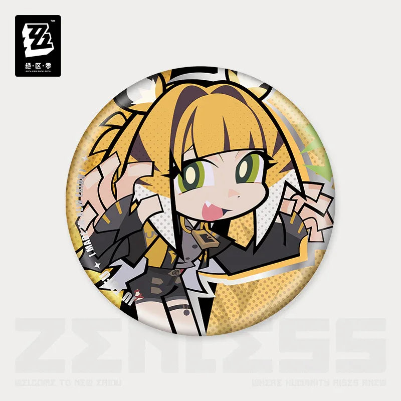 New Eridu Series Yunkui Summit Chibi Tinplate Badge Zenless Zone Zero Ju Fufu ACG Go Anime www.acg-go.com Badge, Ju Fufu, Pan Yinhu, Yixuan, Zenless Zone Zero