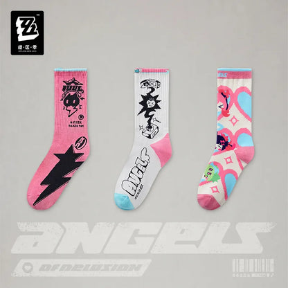 Zenless Zone Zero Angels of Delusion Themed Embroidered Socks Set (3 Pairs)
