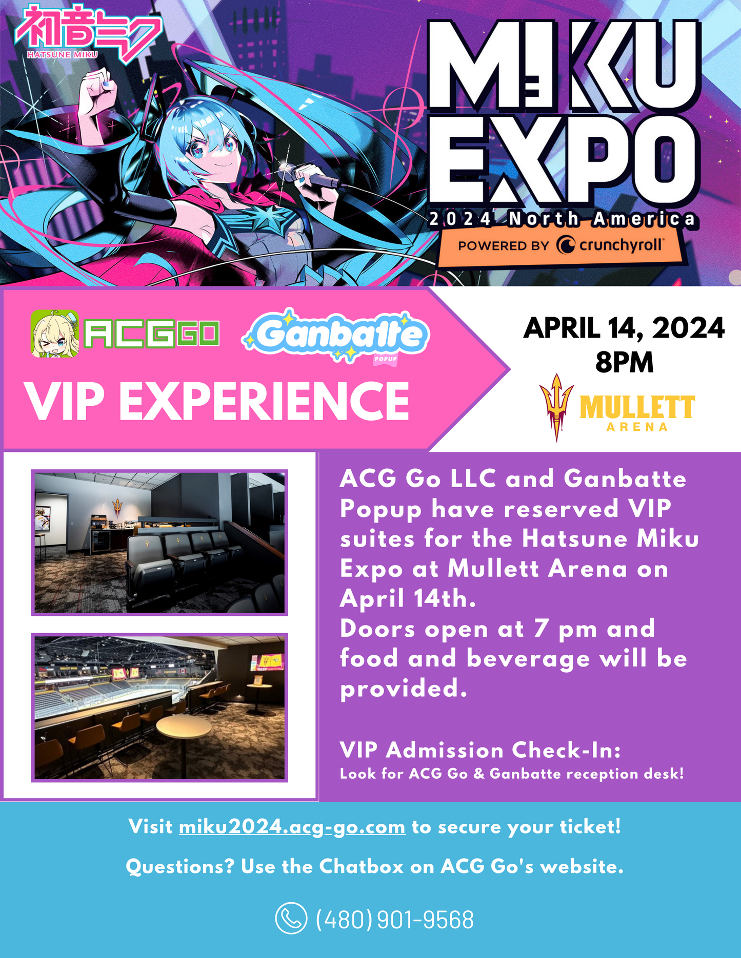 Hatsune Miku Expo VIP Suite Ticket Package | Tempe, AZ April 14