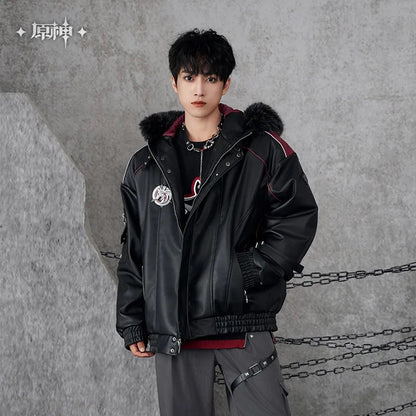 Genshin Impact Wriothesley Theme Impression Series Quilted PU Hooded Jackets