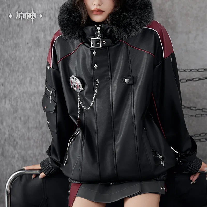 Genshin Impact Wriothesley Theme Impression Series Quilted PU Hooded Jackets