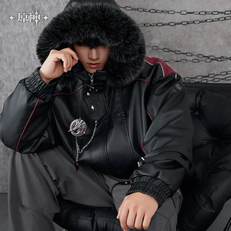 Genshin Impact Wriothesley Theme Impression Series Quilted PU Hooded Jackets
