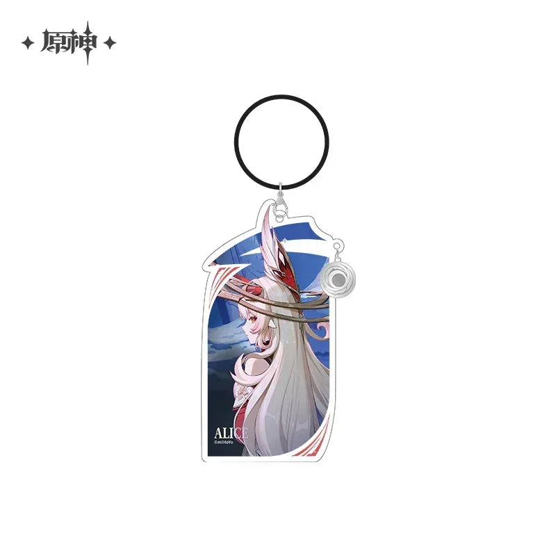 Genshin Impact Moonlit Ballad of the Night Series Acrylic Keychain Alice ACG Go Anime www.acg-go.com Aino, Alice, Colombina, Durin, Flins, Genshin Impact, Ineffa, Jahoda, Lauma, Nefer, Nicole Reeyn, Pendant & Keychain, Sandrone, Varka