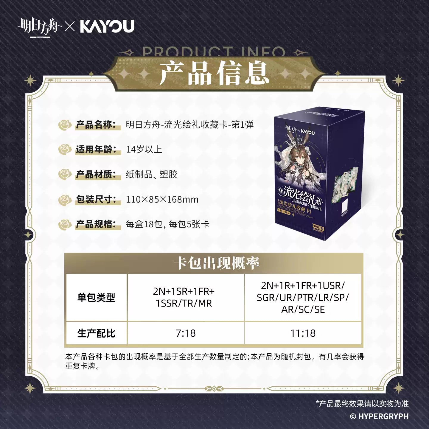 Arknights x KAYOU Pearlescent Pageantry Themed Reflections Collection Card Mystery Box