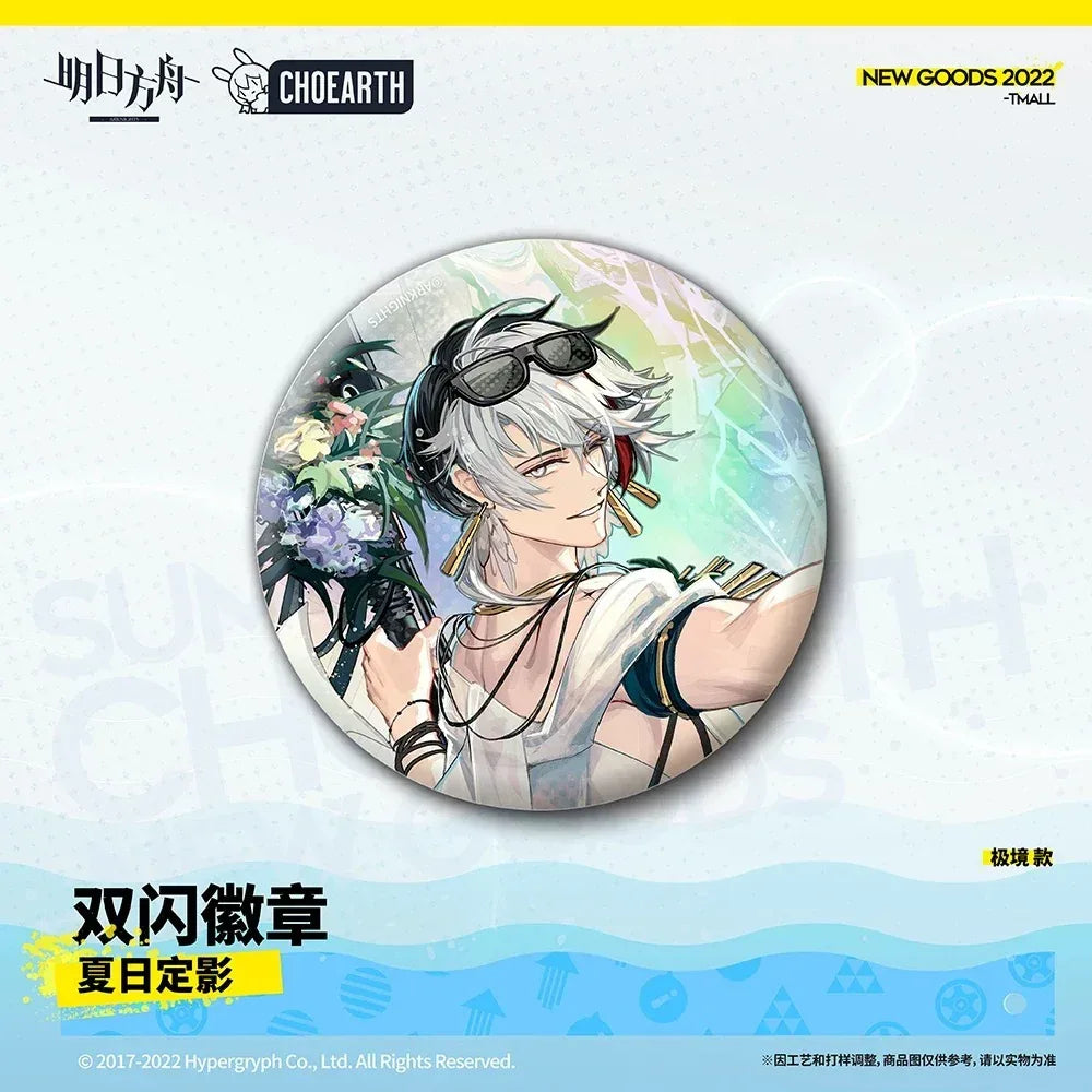 Arknights Summer Reflection Series Glittering Shikishi Badge Elysium ACG Go Anime www.acg-go.com Arknights, Elysium, La Pluma, Roberta, Surtr