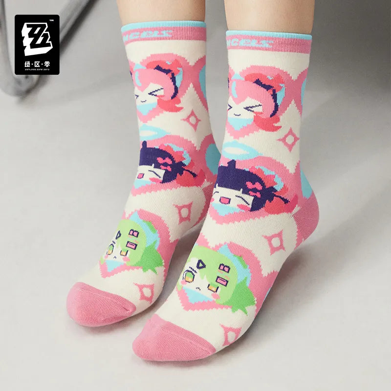 Zenless Zone Zero Angels of Delusion Themed Embroidered Socks Set (3 Pairs)